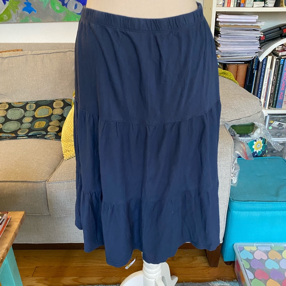 Navy Tiered Midi Skirt - Women's